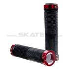 Grit Lock-On Grips With Alloy Rings Black/Red X2